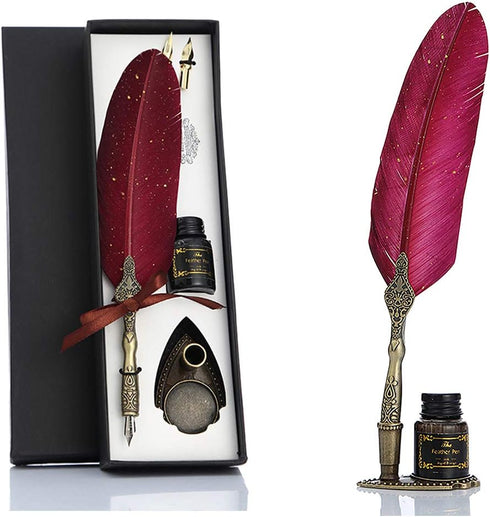 Vintage Carving Feather Pen Set